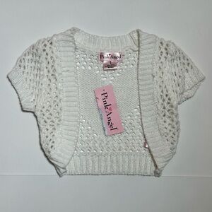 NWT Pink Angel Toddler Girl’s Open Weave White Shrug Size S(4)